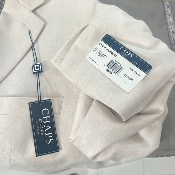 Chaps NWT Off White Two-Button Long Sleeve Single Breasted Blazer Jacket Size 46 - Picture 6 of 8